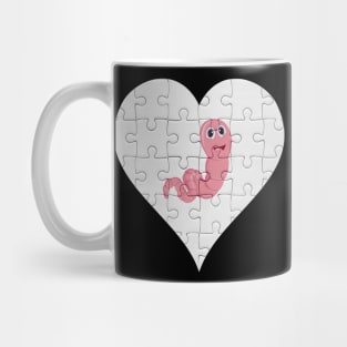 Jigsaw  Worm Heart Design - Insects Worm Mug